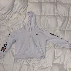 white rose detail vans hoodie